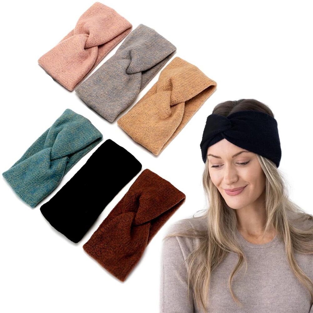 5346 6 Pack Soft Knit Warmer Headband,fashion Turban Stretch Knot Hairbands